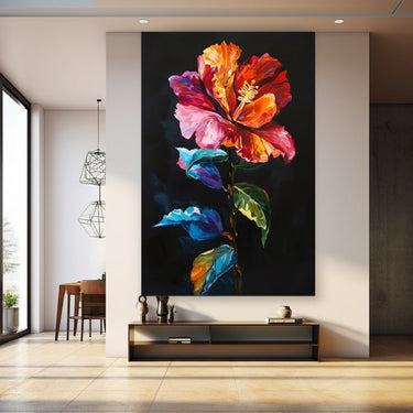 Flower Painting with Black Background